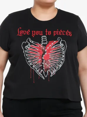 Social Collision Love You To Pieces Girls Crop T-Shirt Plus