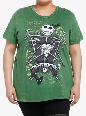 The Nightmare Before Christmas Jack Green Wash Boyfriend Fit Girls T-Shirt Plus
