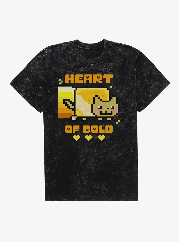 Nyan Cat Heart Of Gold Mineral Wash T-Shirt