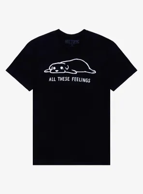 All These Feelings Tired Dog T-Shirt By Foxshiver