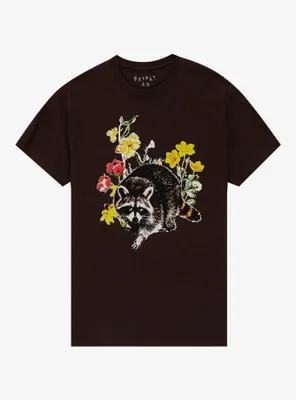 Raccoon With Flowers T-Shirt By Friday Jr.