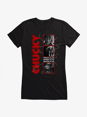 Chucky TV Series Wanna Play Panels Girls T-Shirt