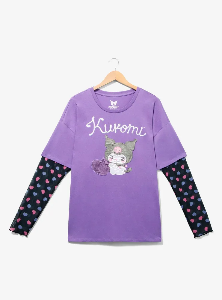 Sanrio Kuromi Mesh Layered Long Sleeve Women's Plus T-Shirt — BoxLunch Exclusive