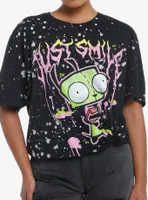 Invader Zim Just Smile Splatter Girls Oversized T-Shirt