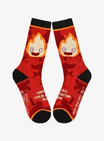 Studio Ghibli Howl's Moving Castle Calcifer Bacon Burn Crew Socks
