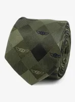 Star Wars The Mandalorian Grogu Plaid Green Tie