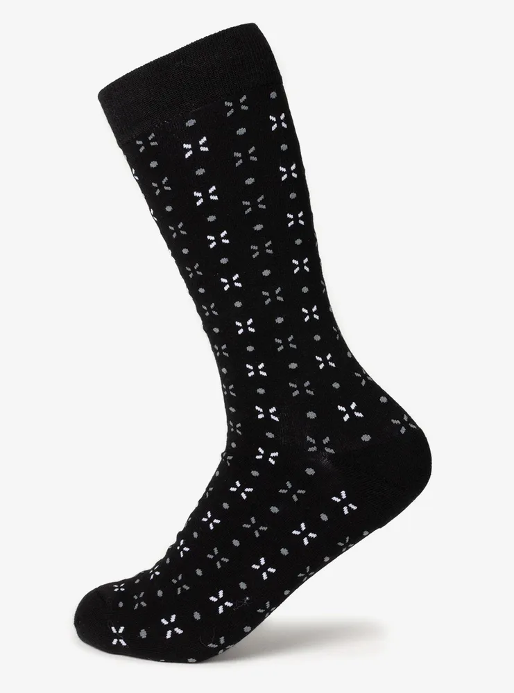 Dot Patterned Black Crew Socks