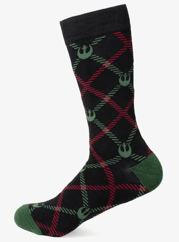 Star Wars Rebel Green Red Plaid Crew Socks