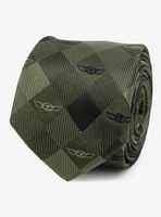 Star Wars The Mandalorian Grogu Plaid Green Tie