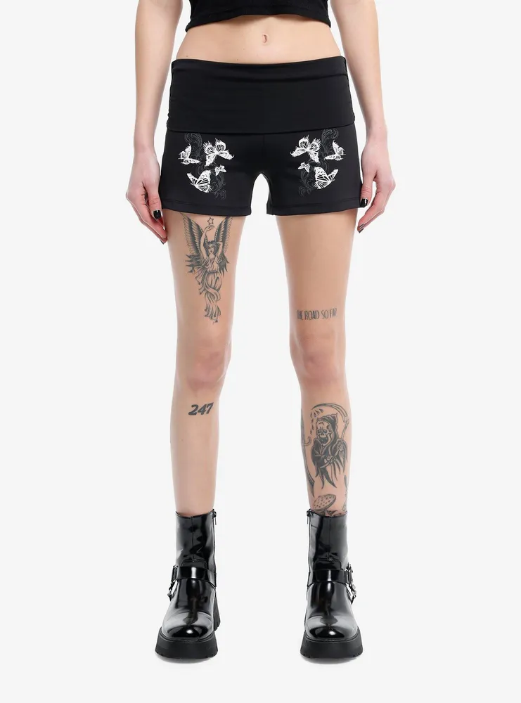 Social Collision Black Butterfly Girls Bike Shorts