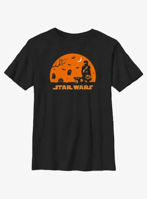 Star Wars The Mandalorian Mando And Grogu Haunt Youth T-Shirt