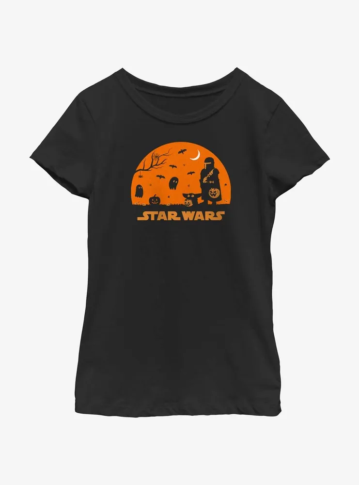 Star Wars The Mandalorian Mando And Grogu Haunt Youth Girls T-Shirt