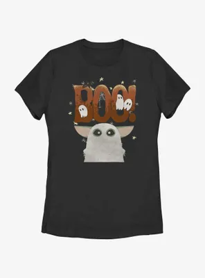 Star Wars The Mandalorian Boo Ghost Grogu Womens T-Shirt