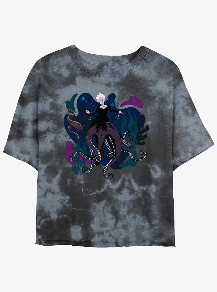 Disney The Little Mermaid Ursula With Her Eels Girls Tie-Dye Crop T-Shirt