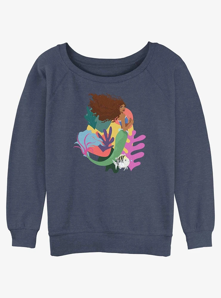 Disney The Little Mermaid Ariel With Flounder Girls Slouchy Sweatshirt