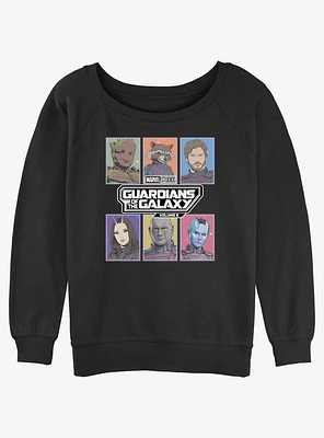 Marvel Guardians Of The Galaxy Pop Art Boxes Girls Slouchy Sweatshirt