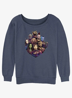 Marvel Guardians Of The Galaxy Badge Group Girls Slouchy Sweatshirt