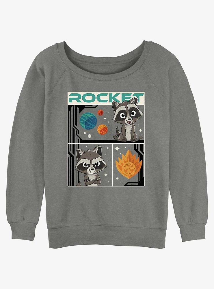 Marvel Guardians Of The Galaxy Rocket Three Boxes Girls Slouchy Sweatshirt