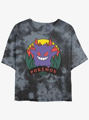 Pokemon Gengar Attack Girls Tie-Dye Crop T-Shirt