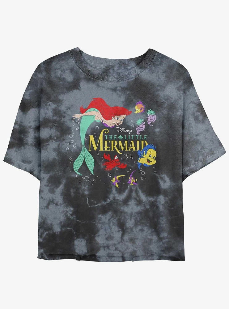Disney The Little Mermaid Poster Girls Tie-Dye Crop T-Shirt