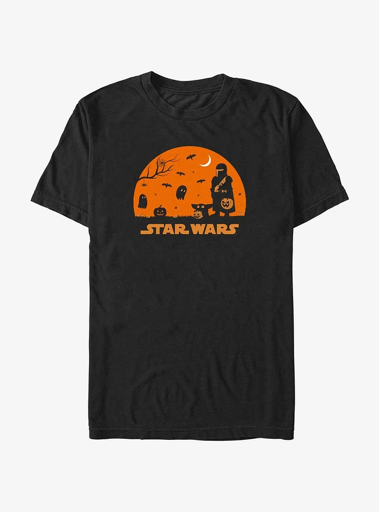 Star Wars The Mandalorian Grogu And Mando Silhouette T-Shirt