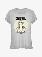 Marvel Loki Line Drawing Sylvie Portrait Girls T-Shirt