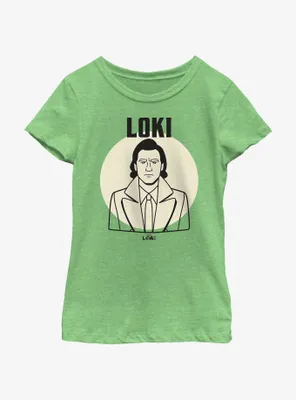 Marvel Loki Line Drawing Portrait Youth Girls T-Shirt