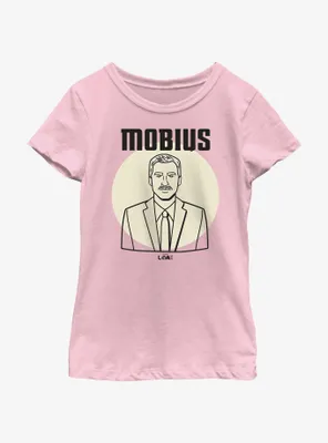Marvel Loki Line Drawing Mobius Portrait Youth Girls T-Shirt