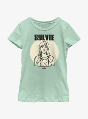 Marvel Loki Line Drawing Sylvie Portrait Youth Girls T-Shirt