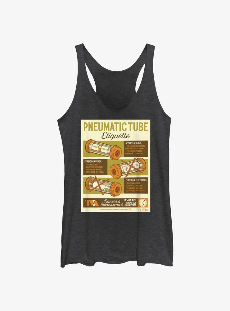 Marvel Loki Pneumatic Tube Infographic Poster Womens Tank Top