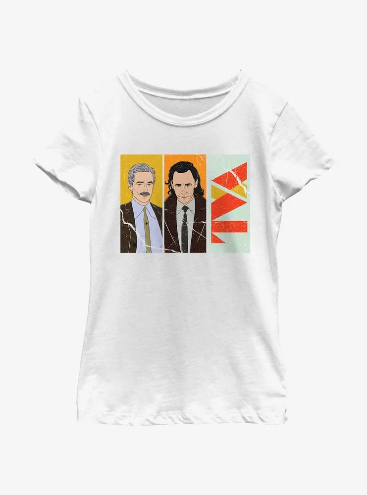 Marvel Loki Mobius and TVA Logo Youth Girls T-Shirt