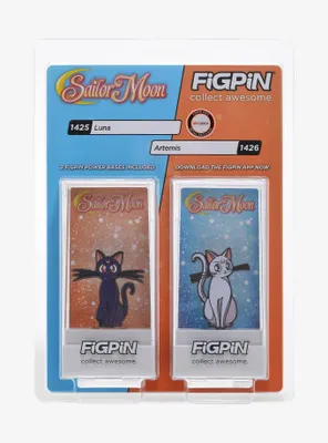 FigPin Pretty Guardian Sailor Moon Luna & Artemis Glitter Enamel Pin Set - BoxLunch Exclusive