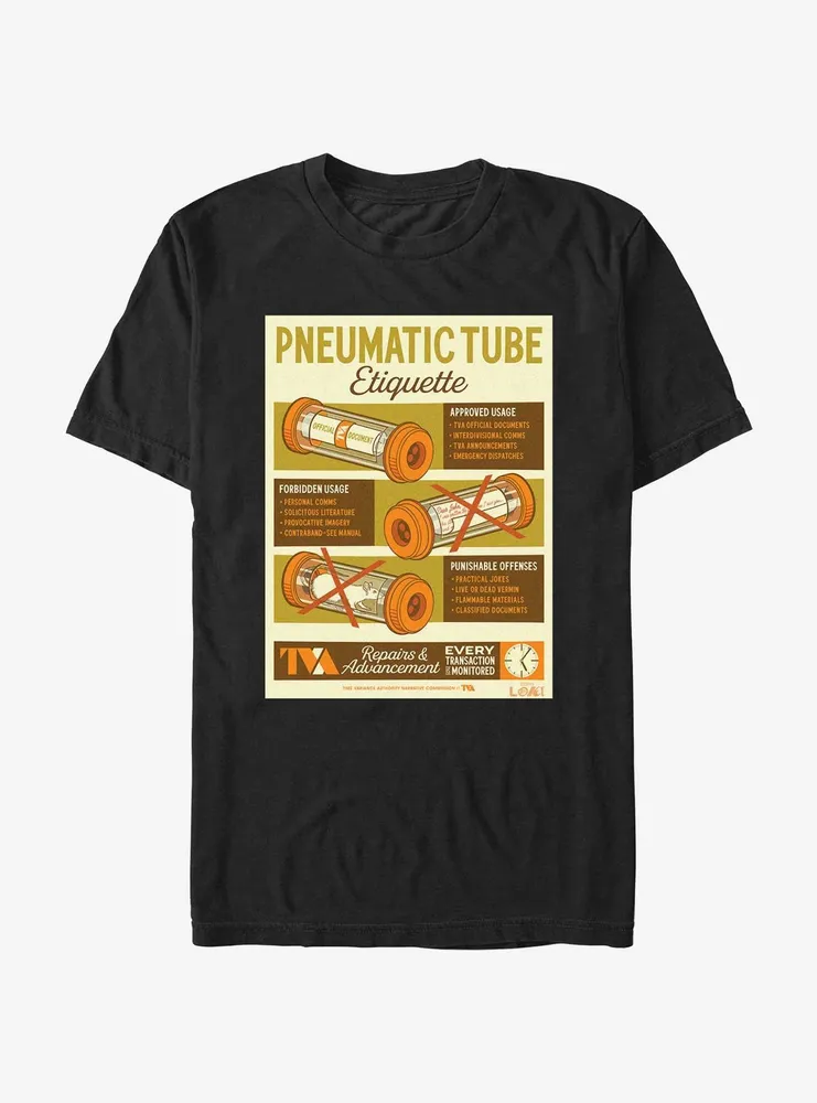 Marvel Loki Pneumatic Tube Infographic Poster T-Shirt