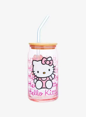 Hello Kitty Pink Glass Travel Cup