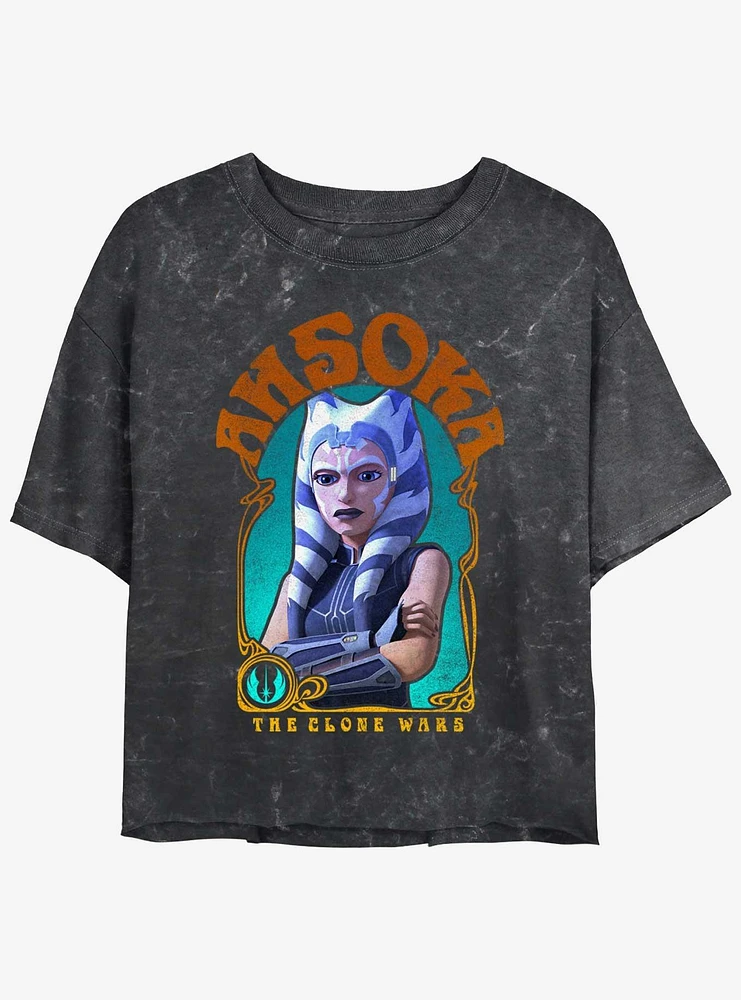 Star Wars The Clone Ahsoka Nouveau Mineral Wash Girls Crop T-Shirt