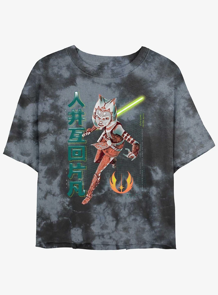 Star Wars The Clone Ahsoka Meta Tie-Dye Girls Crop T-Shirt