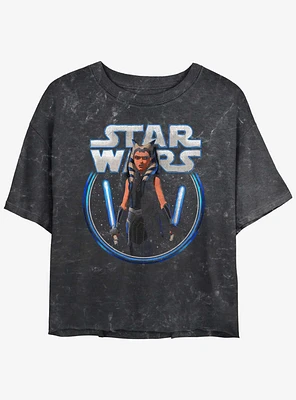 Star Wars: Clone Wars Ahsoka Stars Mineral Wash Girls Crop T-Shirt