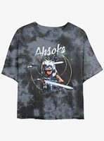 Star Wars: The Clone Wars Rebel Ahsoka Tano Tie-Dye Girls Crop T-Shirt