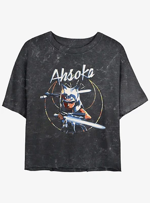 Star Wars: The Clone Wars Rebel Ahsoka Tano Mineral Wash Girls Crop T-Shirt