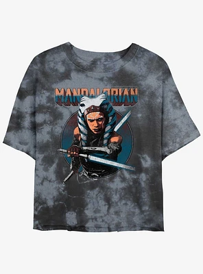 Star Wars The Mandalorian Ahsoka Circle Tie-Dye Girls Crop T-Shirt