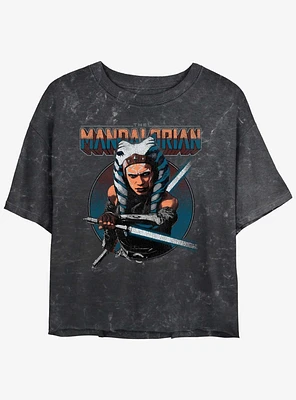 Star Wars The Mandalorian Ahsoka Circle Mineral Wash Girls Crop T-Shirt