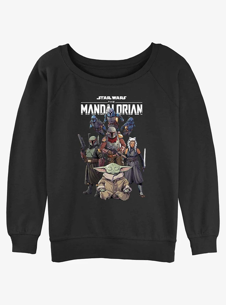 Star Wars The Mandalorian Grogu Protection Squad Girls Slouchy Sweatshirt