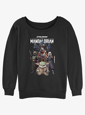 Star Wars The Mandalorian Grogu Protection Squad Girls Slouchy Sweatshirt