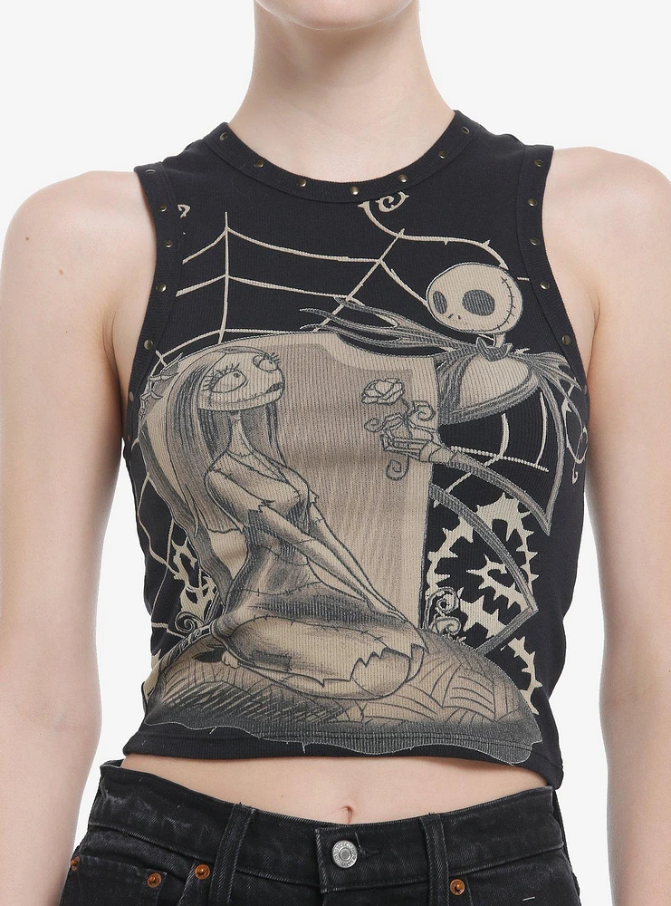 The Nightmare Before Jack & Sally Tonal Ribbed Girls Crop Tank Top