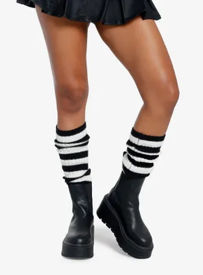 Black & Cream Stripe Slouchy Knee-High Socks