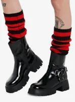 Black & Red Stripe Slouchy Knee-High Socks