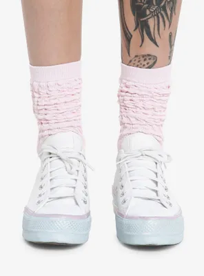 Pink Slouchy Knee-High Socks
