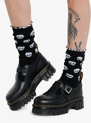 Black Skull Slouchy Knee-High Socks