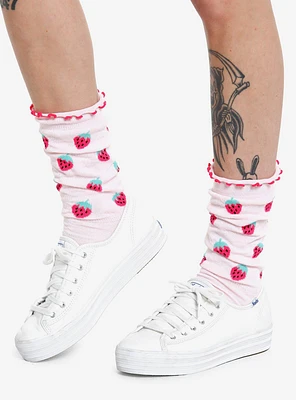 Strawberry Slouchy Knee-High Socks
