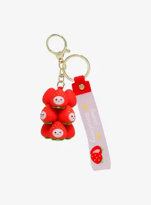 Smiling Strawberry Group Keychain